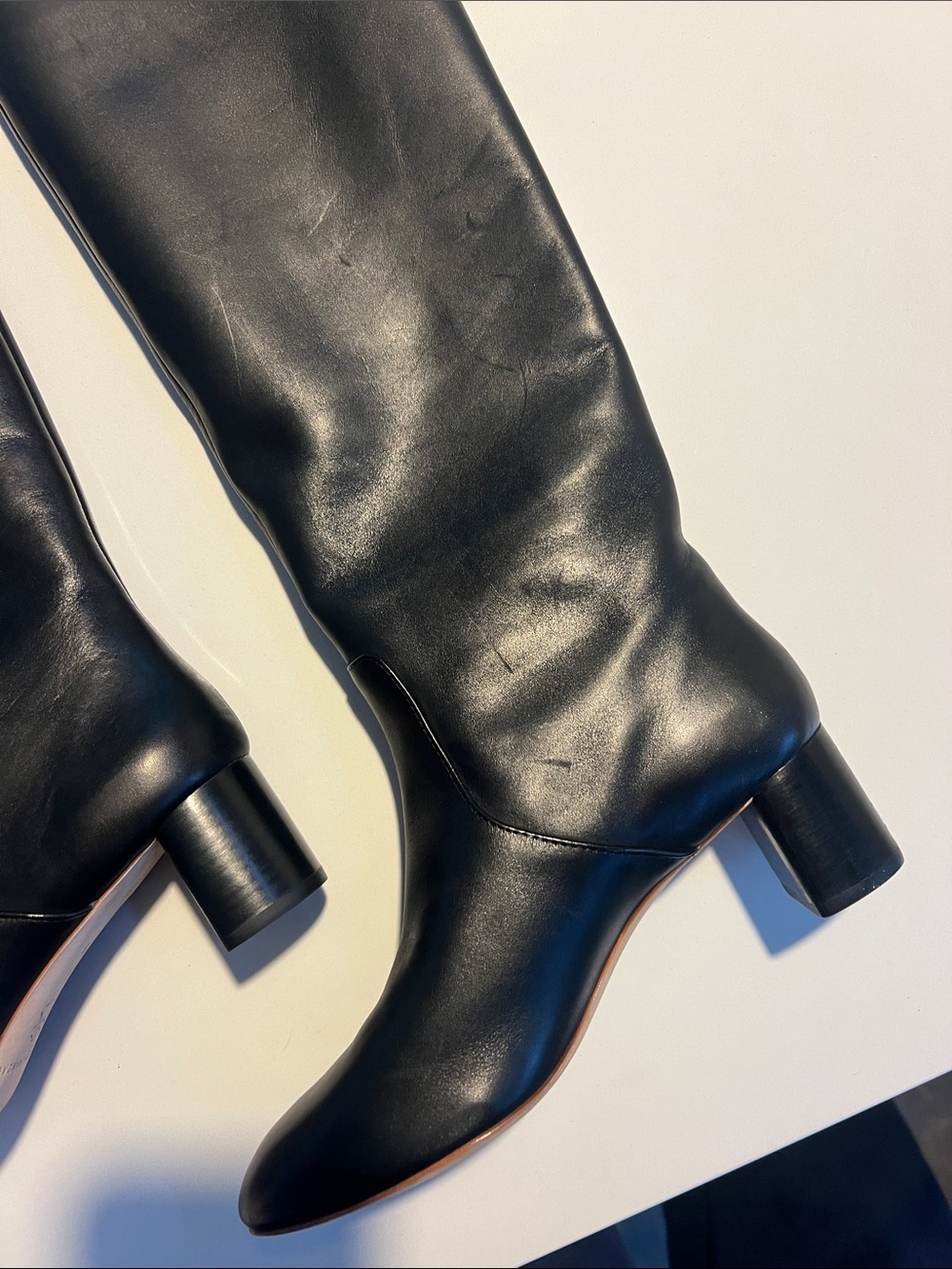 Loeffler Randall gia tall black leather knee high block heeled boots size 6.5 - Picture 10 of 15